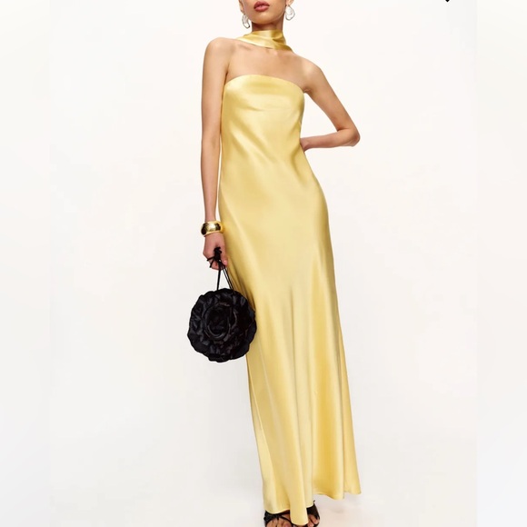 NEW NWT Reformation Oren 100% Silk Strapless Maxi Dress - Picture 1 of 4